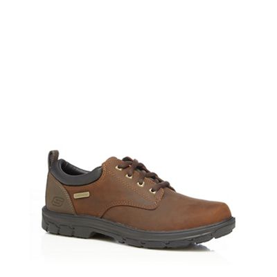 Skechers Chocolate leather blend 'Segment Bertan' lace up shoes